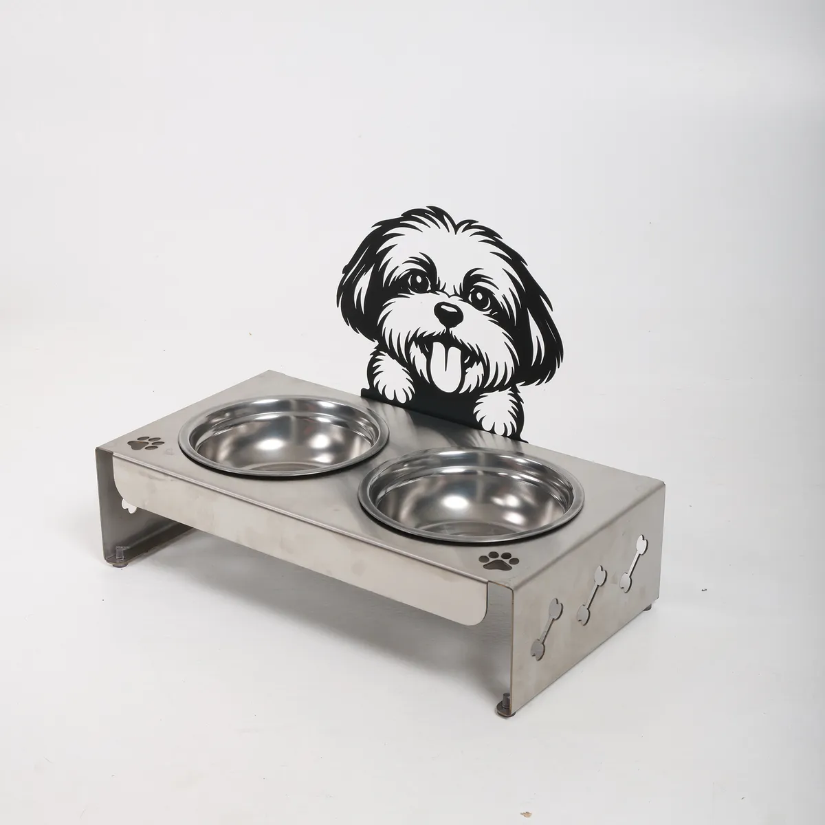 Comedouro IdeiazPet duplo personalizado para Shih Tzu em foto de produto