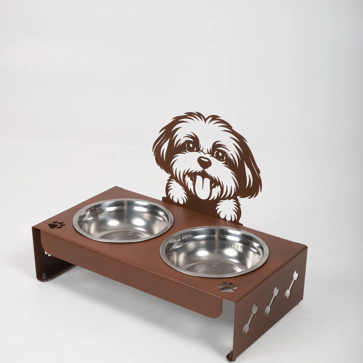 Comedouro IdeiazPet duplo personalizado para Shih Tzu em foto de produto
